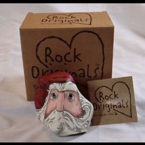Sarah’s Attic 1-of-a-Kind Hand Painted Christmas/Santa Rock Limited Edition NWB